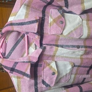 Pink Plaid Shacket Thick & Warm!